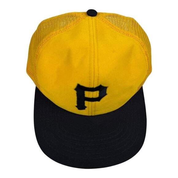 Vintage 80’s 90’s Pittsburgh Pirates Snapback Trucker Hat Cap MLB U.I.I. Yellow - Picture 5 of 11
